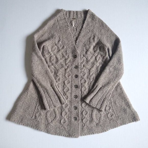 Free People Sweaters - Free People Wool Blend Cable Knit Longline Cardigan sz S